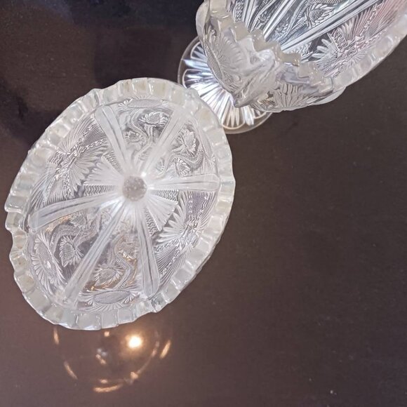 Set of 2 Two Vintage Cut Vase Bryce Highbee Espg Victorian Thistle Design - Picture 6 of 7